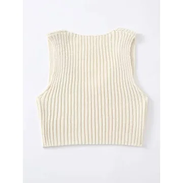 Trendy SweatyRocks V-Neck Ribbed-Knit Sleeveless Crop Vest