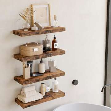Fixwal Floating Shelves Set of 4 with Rustic Brown Finish