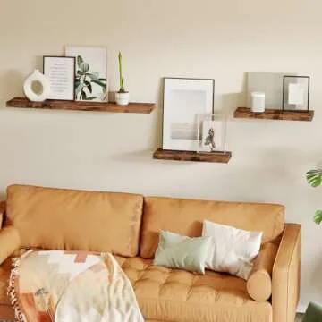 Fixwal Floating Shelves Set of 4 with Rustic Brown Finish