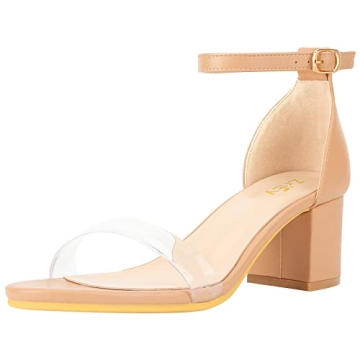 ZriEy Clear Chunky Heels for Women - Comfortable Strappy Platform Sandals