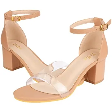 ZriEy Clear Chunky Heels Women Comfortable Strappy Sandals