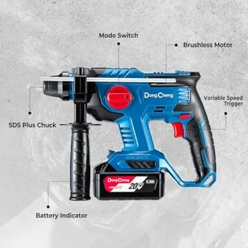 Powerful DongCheng Rotary Hammer Drill with 4 Modes and Battery