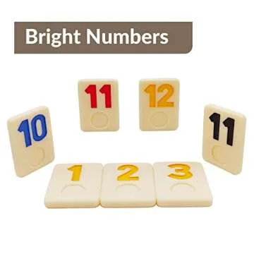 uvcany Rummy Cube Game with 4 Wooden Racks/Trays, 106 Rummy Cube Game Set with Portable Case, Rummy Tiles Travel Set with 4 Tiles Holders for Family Classic Board Games