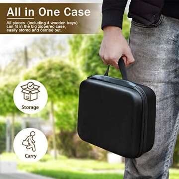 uvcany Rummy Cube Game with 4 Wooden Racks/Trays, 106 Rummy Cube Game Set with Portable Case, Rummy Tiles Travel Set with 4 Tiles Holders for Family Classic Board Games