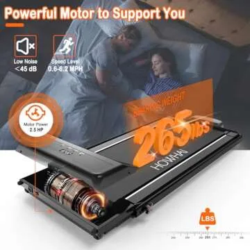 HOWHAI Treadmill, Walking Pad Treadmills for Home with 2.5HP, Speed 6.2-7.6MPH Walking Pad with Handle Bar, Foldable Treadmill, Remote Control and LED Display, Space-Saving for Home Office(White)