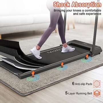 HOWHAI Treadmill, Walking Pad Treadmills for Home with 2.5HP, Speed 6.2-7.6MPH Walking Pad with Handle Bar, Foldable Treadmill, Remote Control and LED Display, Space-Saving for Home Office(White)