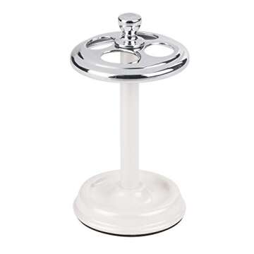 iDesign Metal Toothbrush Holder - Bathroom Cup for Bathroom Organization, The York Collection - 3.25" x 3.25" x 5.75", Chrome and Pearl White