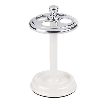 iDesign Metal Toothbrush Holder - Bathroom Cup for Bathroom Organization, The York Collection - 3.25" x 3.25" x 5.75", Chrome and Pearl White