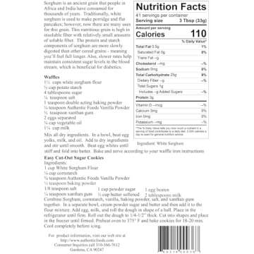 Authentic Foods Sorghum Flour Superfine 3 lbs for Baking