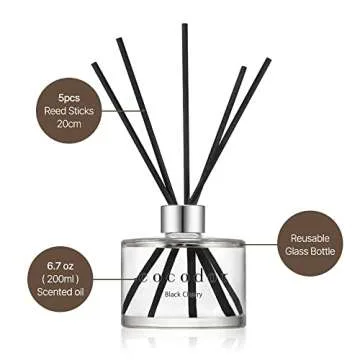 COCODOR Signature Reed Diffuser/Black Cherry / 6.7oz(200ml) / 1 Pack/Reed Diffuser, Reed Diffuser Set, Oil Diffuser & Reed Diffuser Sticks, Home Decor & Office Decor, Fragrance and Gifts