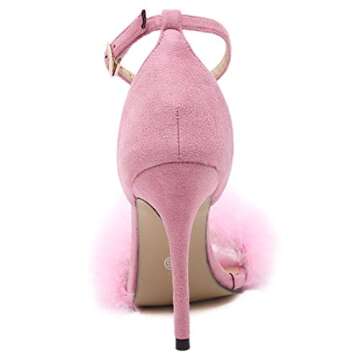 PrettyQueen Heeled Sandals - Elegant Feathers & Strap