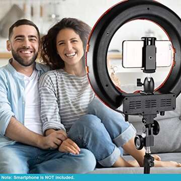 Neewer Desktop and Floor Ring Light Lighting Kit: 14 inches 55W 5500K Dimmable LED Ring Light with Floor Light Stand, Soft Tube, Tabletop Support Stand for Camera, Smartphone Video Make-up Shooting