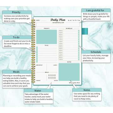 Undated Daily Planner: 160 Pages To Do & Meal Schedule