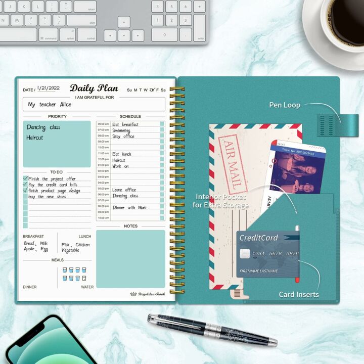 Undated Daily Planner: 160 Pages To Do & Meal Schedule