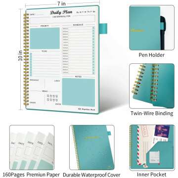 Undated Daily Planner: 160 Pages To Do & Meal Schedule