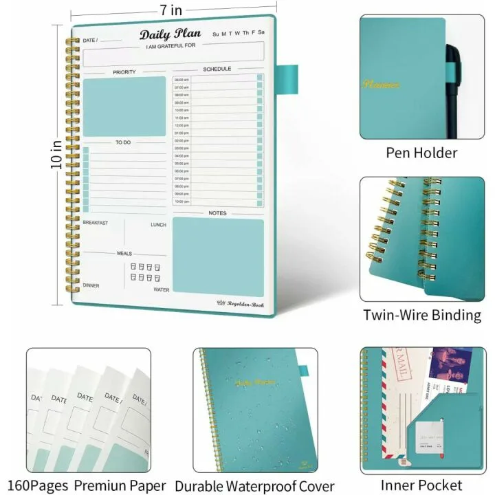 Undated Daily Planner: 160 Pages To Do & Meal Schedule