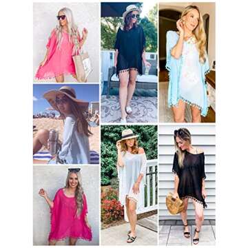 Adreamly Women's Stylish Chiffon Tassel Kaftan Swimsuit Beachwear Cover Up Free Size Blue