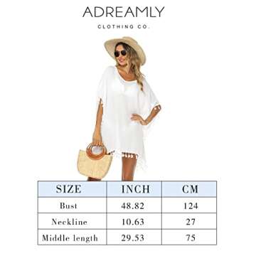 Adreamly Women's Stylish Chiffon Tassel Kaftan Swimsuit Beachwear Cover Up Free Size Blue