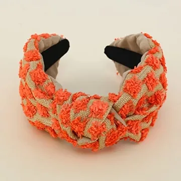 FEDANS Knotted Headband Woven Wide for Women Girls Summer Red Squares Elastic Spring Fashion Holiday Hairbands Hair Accessories