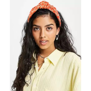 FEDANS Knotted Headband Woven Wide for Women Girls Summer Red Squares Elastic Spring Fashion Holiday Hairbands Hair Accessories