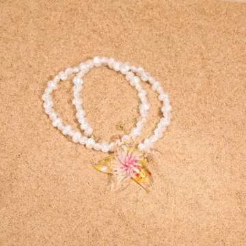 y2k Pink Starfish Necklace for Women Glass Starfish Unique Colors Murano Glass Pendant With Baroque Pearl Necklace Cute Summer Beach Seashell Necklace