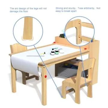 GDLF Kids Art Table and 2 Chairs, Wooden Craft Desk, Activity & Drawing, Children's Furniture, 42" L x23 W