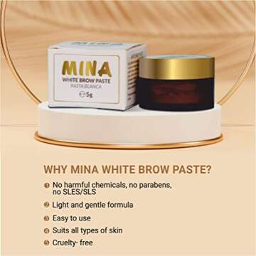 MINA White Mapping Brow Paste 5g | Draw Or Sketch The Right Shape Of The Eyebrow | Help To Perfect Your Brow Tinting, White Paste for Outlining & Fixation, Brow Mapping String, Eyebrow Contour