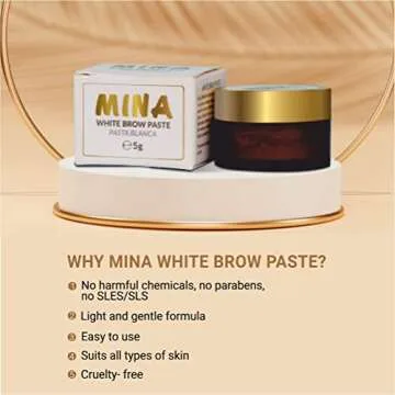 MINA White Mapping Brow Paste 5g | Draw Or Sketch The Right Shape Of The Eyebrow | Help To Perfect Your Brow Tinting, White Paste for Outlining & Fixation, Brow Mapping String, Eyebrow Contour