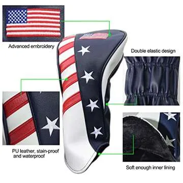 LAISUNTIM Golf Club Head Covers Set for Fits All Fairway and Driver Clubs,3Pcs Golf Club Headcovers Set with Interchangeable No. Tags 3 5 7 19 22 25 LS