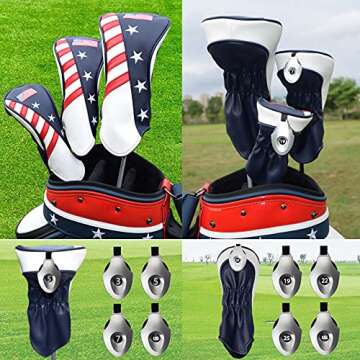 LAISUNTIM Golf Club Head Covers Set for Fits All Fairway and Driver Clubs,3Pcs Golf Club Headcovers Set with Interchangeable No. Tags 3 5 7 19 22 25 LS