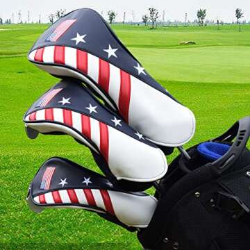 LAISUNTIM Golf Club Head Covers Set for Fits All Fairway and Driver Clubs,3Pcs Golf Club Headcovers Set with Interchangeable No. Tags 3 5 7 19 22 25 LS