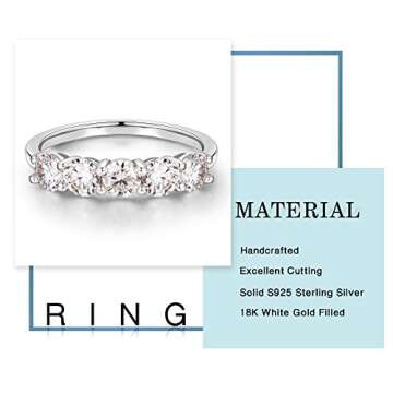 5 Stone Moissanite Anniversary Ring for Women