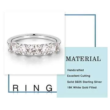 5 Stone Moissanite Anniversary Ring for Women