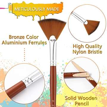 Corot 9pcs Durable Nylon Paint Brushes for Artists