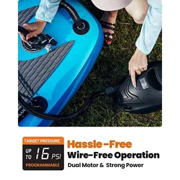 OutdoorMaster 16PSI High Pressure SUP Air Pump with Rechargeable Battery The Whale - Intelligent Dual Stage Inflation & Auto-Off Feature and Deflation Function for Inflatable Stand Up Paddle Boards