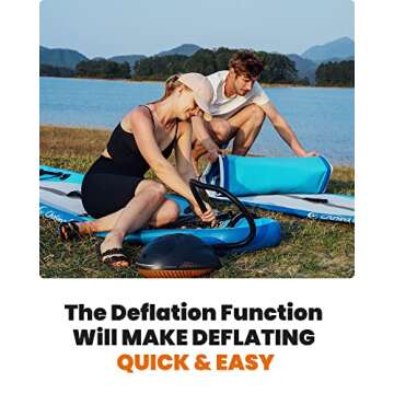 OutdoorMaster 16PSI High Pressure SUP Air Pump with Rechargeable Battery The Whale - Intelligent Dual Stage Inflation & Auto-Off Feature and Deflation Function for Inflatable Stand Up Paddle Boards