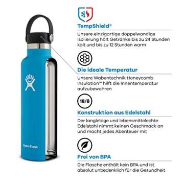 Hydro Flask 24 oz Standard Mouth Water Bottle with Flex Cap or Flex Straw
