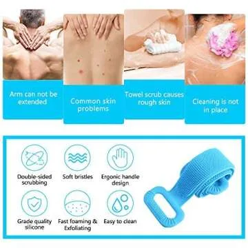 Inmorven Silicone Back Scrubber for All Ages, 35.5in Exfoliating Tool