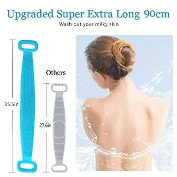 Inmorven Silicone Back Scrubber for All Ages, 35.5in Exfoliating Tool
