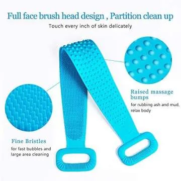 Inmorven Silicone Back Scrubber for All Ages, 35.5in Exfoliating Tool