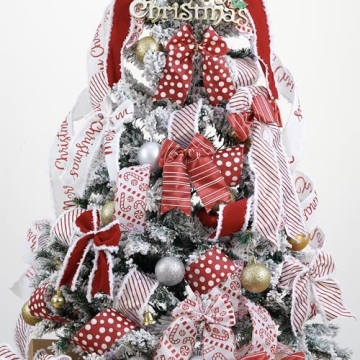 HUIHUANG Christmas Ribbon Set 6 Rolls Wired Decorative Ribbons