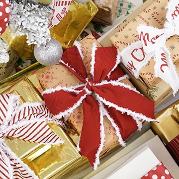 HUIHUANG Christmas Ribbon Set 6 Rolls Wired Decorative Ribbons