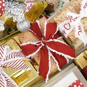 HUIHUANG Christmas Ribbon Set 6 Rolls Wired Decorative Ribbons