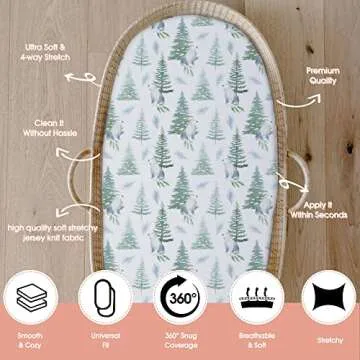 ACRABROS Snug Fitted Bassinet Sheets, Cute Designs, 2 Pack