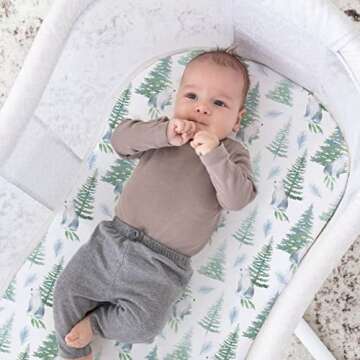 ACRABROS Snug Fitted Bassinet Sheets, Cute Designs, 2 Pack