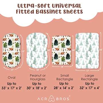 ACRABROS Snug Fitted Bassinet Sheets, Cute Designs, 2 Pack