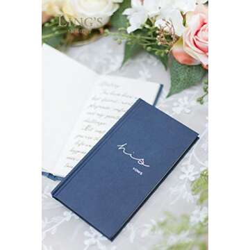 Ling's moment Hardcover Vow Books His and Hers Wedding Vow Books Wedding Keepsake Wedding Journal Bridal Shower Gifts(Navy Blue)