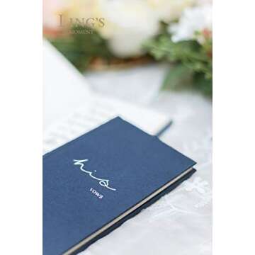 Ling's moment Hardcover Vow Books His and Hers Wedding Vow Books Wedding Keepsake Wedding Journal Bridal Shower Gifts(Navy Blue)