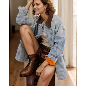 Kedera Women's Stylish Oversized Denim Jacket for Casual Wear