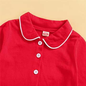 Ayalinggo Toddler Kids Baby Girl Solid Pjs Ruffle Long Sleeve Button Shirt Top and Pants Cotton 2Piece Pajamas Set (Red, 4-5T)